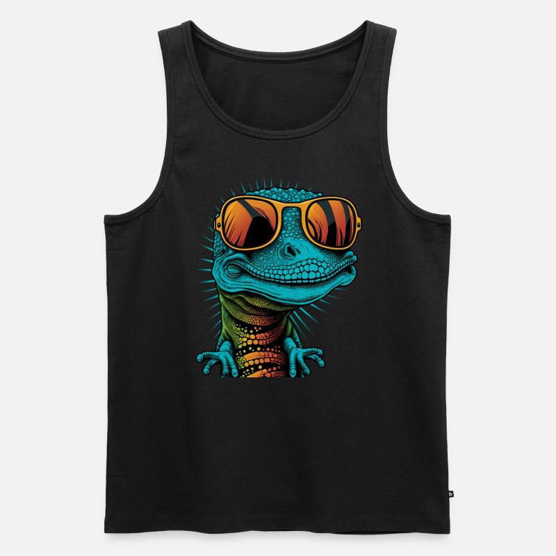 Cool Gecko - Männer Premium Bio Tank Top - Schwarz