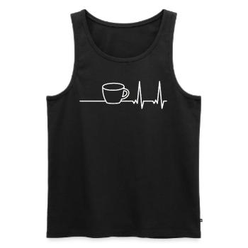 Coffee heartbeat ECG Barista - Men's Premium Organic Tank Top - black - Front - AI Model Male 178 light (178cm)
