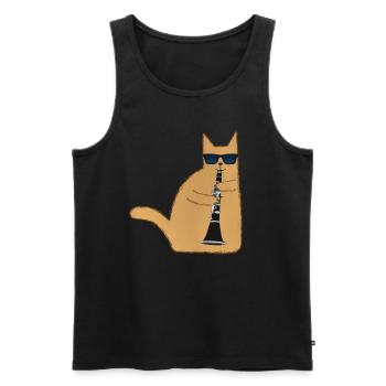 Cat Clarinet Cat Music Cat musical - Men's Premium Organic Tank Top - black - Front - AI Model Male 178 light (178cm)