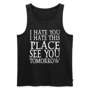 I Hate You i Hate This Fitness Gym Bodybuilding - Men's Premium Organic Tank Top - black - Front - AI Model Male 178 light (178cm)