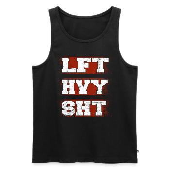 LFT HVY SHT Fitness Gym Bodybuilding - Men's Premium Organic Tank Top - black - Front - AI Model Male 178 light (178cm)