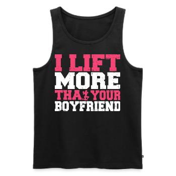 I lift More than your boyfriend Fitness Gym - Männer Premium Bio Tank Top - Schwarz - Vorne - Michal (187cm)