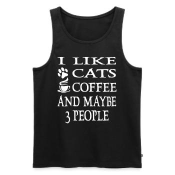 I Like Cats Coffee And Maybe Cat Owner Cat Lover - Men's Premium Organic Tank Top - black - Front - AI Model Male 178 light (178cm)