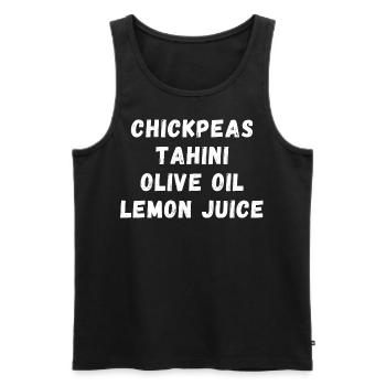 Hummus - Chickpeas, Tahini, Olive Oil, Lemon Juice - Männer Premium Bio Tank Top - Schwarz - Vorne - AI Model Male 178 light (178cm)
