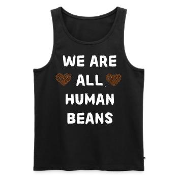 We are all human beans. Trends. Unic - Men's Premium Organic Tank Top - black - Front - AI Model Male 178 light (178cm)