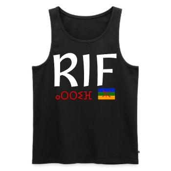Rif Amazigh Maroc - Débardeur bio Premium Homme - noir - Devant - AI Model Male 178 light (178cm)