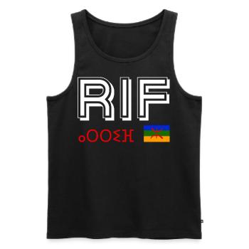 Rif Amazigh Maroc - Débardeur bio Premium Homme - noir - Devant - AI Model Male 178 light (178cm)