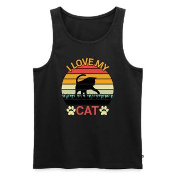 I love my cat - Cute cat in retro style - Men's Premium Organic Tank Top - black - Front - AI Model Male 178 light (178cm)
