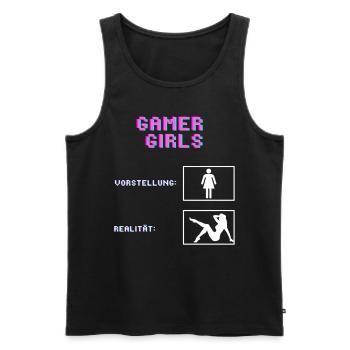 Gamer Girls Vorstellung vs. Realität Gaming Gamer - Männer Premium Bio Tank Top - Schwarz - Vorne - Michal (187cm)