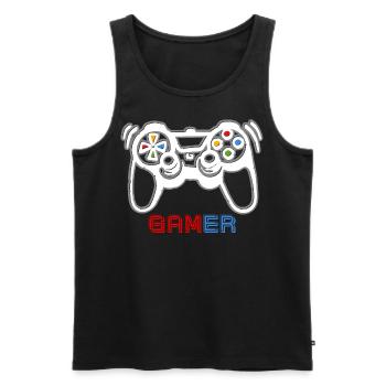 Game Console Gamer - Men's Premium Organic Tank Top - black - Front - AI Model Male 178 light (178cm)