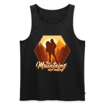 Die Berge rufen - Männer Premium Bio Tank Top - Schwarz - Vorne - Michal (187cm)