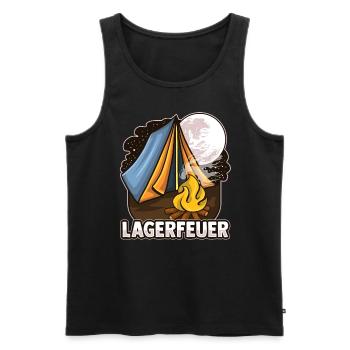 Lagerfeuer mit Zelt - Männer Premium Bio Tank Top - Schwarz - Vorne - Michal (187cm)