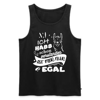Ich habs schon verstanden - egal Lama - Männer Premium Bio Tank Top - Schwarz - Vorne - Michal (187cm)