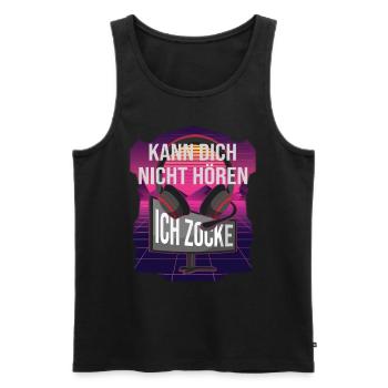 Ich zocke - Gamer Gaming Zocker headset - Männer Premium Bio Tank Top - Schwarz - Vorne - Michal (187cm)