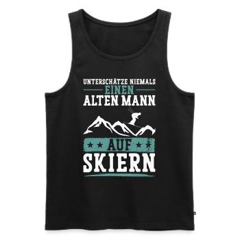 Ski Piste Sport Alter Mann Lustiger Spruch - Männer Premium Bio Tank Top - Schwarz - Vorne - AI Model Male 178 light (178cm)