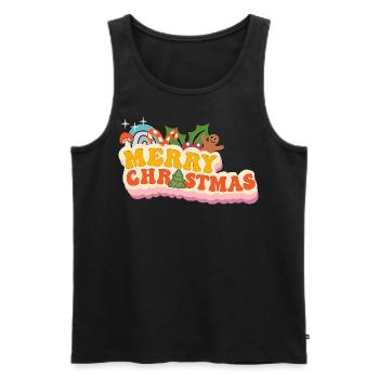 Merry Christmas Groovy - Männer Premium Bio Tank Top - Schwarz - Vorne - Michal (187cm)