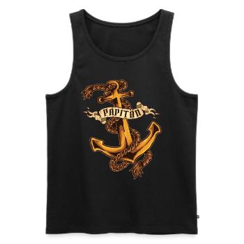 Papa Fête des pères Papitän Anker - Débardeur bio Premium Homme - noir - Devant - Michal (187cm)
