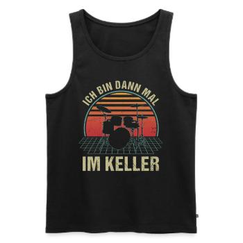 Ich bin dann mal im Keller Schlagzeug Drums Retro - Männer Premium Bio Tank Top - Schwarz - Vorne - AI Model Male 178 light (178cm)