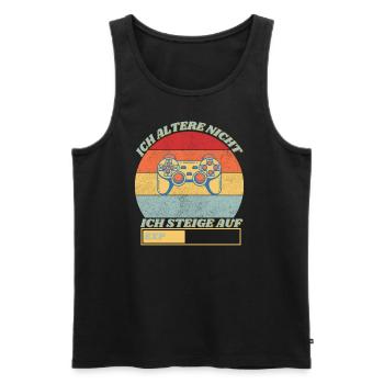 Ich altere nicht ich steige auf T-Shirt - Männer Premium Bio Tank Top - Schwarz - Vorne - Michal (187cm)