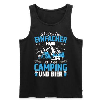 Bin Ein Einfacher Mann Ich Mag Camping Und Bier - Männer Premium Bio Tank Top - Schwarz - Vorne - Michal (187cm)