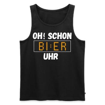 Oh schon Bier Uhr. Lustiger Spruch Party Geschenk - Männer Premium Bio Tank Top - Schwarz - Vorne - Michal (187cm)