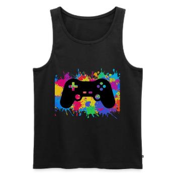 Gamer Gaming Controller Bunt rainbow Game Geschenk - Männer Premium Bio Tank Top - Schwarz - Vorne - Michal (187cm)