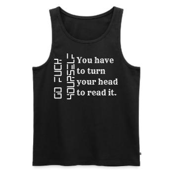 GO FUCK YOURSELF | Streetwear - Männer Premium Bio Tank Top - Schwarz - Vorne - AI Model Male 178 light (178cm)