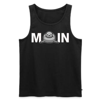 Moin mit Robbe - Männer Premium Bio Tank Top - Schwarz - Vorne - Michal (187cm)
