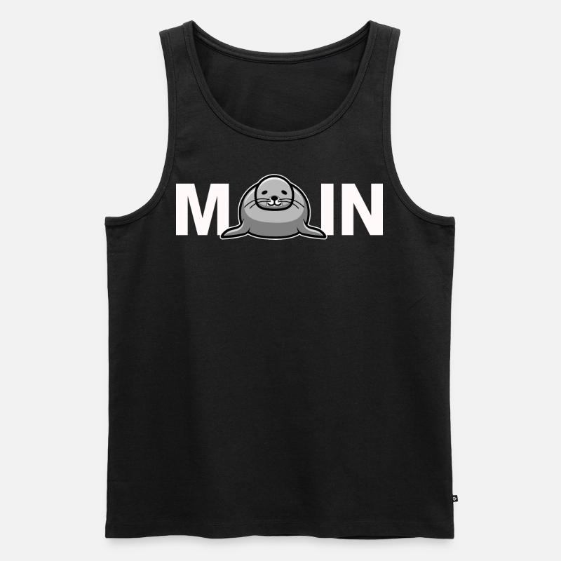 Moin mit Robbe - Männer Premium Bio Tank Top - Schwarz
