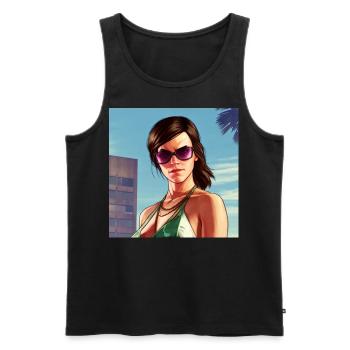 GTA5 Look - Emma Watson - Men's Premium Organic Tank Top - black - Front - AI Model Male 178 light (178cm)