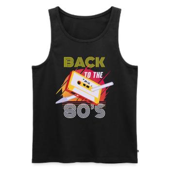 80s 80er Party Outfit Kostüm Back to the 80's - Männer Premium Bio Tank Top - Schwarz - Vorne - Michal (187cm)