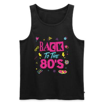 80s 80er Party Outfit Kostüm Back To The 80'S - Männer Premium Bio Tank Top - Schwarz - Vorne - Michal (187cm)