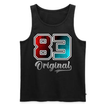 83 Original - 1983 - 40 ans Anniversaire - Débardeur bio Premium Homme - noir - Devant - AI Model Male 178 light (178cm)