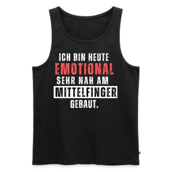 Emotional am Mittelfinger gebaut. Lustiger Spruch - Männer Premium Bio Tank Top - Schwarz - Vorne - AI Model Male 178 light (178cm)
