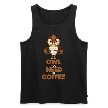 OWL you NEED is COFFEE - Men's Premium Organic Tank Top - black - Front - AI Model Male 178 light (178cm)