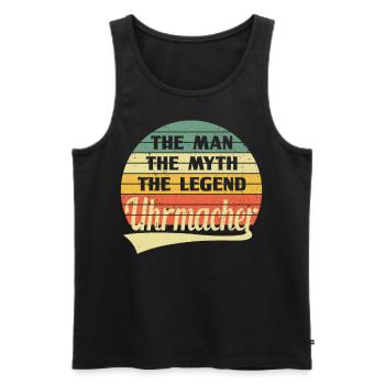 Uhrmacher Retro Vintage Man Myth Legend - Männer Premium Bio Tank Top - Schwarz - Vorne - Michal (187cm)