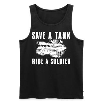 Tank Soldier - Tshirt de char - cadeau de soldat - Débardeur bio Premium Homme - noir - Devant - Michal (187cm)