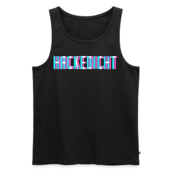 Hackedicht Glitch Vaporwave - Männer Premium Bio Tank Top - Schwarz - Vorne - Michal (187cm)