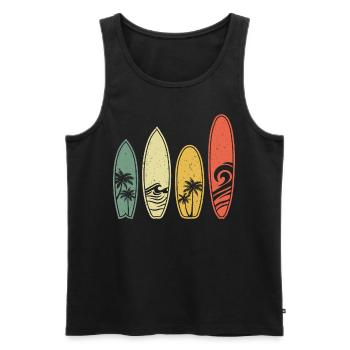 Surfer Vintage Surfboards Surfbrett Retro - Männer Premium Bio Tank Top - Schwarz - Vorne - AI Model Male 178 light (178cm)
