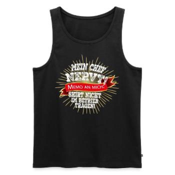 My boss is annoying! Do not wear a shirt in the company! - Men's Premium Organic Tank Top - black - Front - AI Model Male 178 light (178cm)