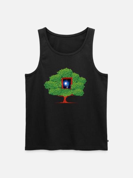 Tree Window Night Abstract - Men's Premium Organic Tank Top - black