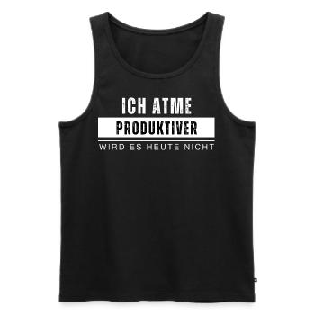 Ich atme produktiver wird es nicht Lustiger Spruch - Männer Premium Bio Tank Top - Schwarz - Vorne - Michal (187cm)