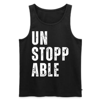 Motivation fitness imparable Sports imparables - Débardeur bio Premium Homme - noir - Devant - AI Model Male 178 light (178cm)