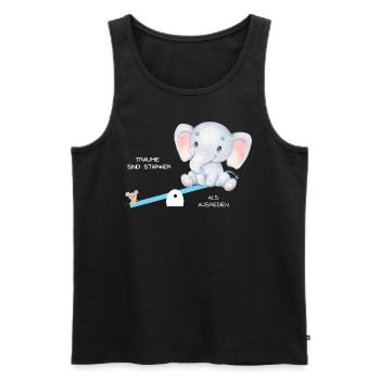 Elefant, Maus wippen, Träume stärker als Ausreden - Männer Premium Bio Tank Top - Schwarz - Vorne - AI Model Male 178 light (178cm)