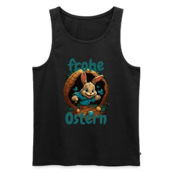 frohe Ostern Osterhase im Osterkorb Hase Easter - Männer Premium Bio Tank Top - Schwarz - Vorne - AI Model Male 178 light (178cm)