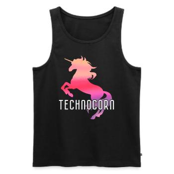 Technocorn Techno Rave Festival Electro Raver - Débardeur bio Premium Homme - noir - Devant - Michal (187cm)