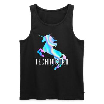Technocorn Techno Rave Festival Electro Raver - Männer Premium Bio Tank Top - Schwarz - Vorne - Michal (187cm)