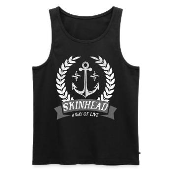 Oi Skinhead, Skinhead Girl, Punk - Männer Premium Bio Tank Top - Schwarz - Vorne - AI Model Male 178 light (178cm)