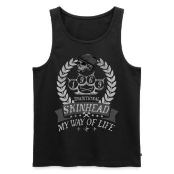Oi Skinhead, Skinhead Girl, Punk - Men's Premium Organic Tank Top - black - Front - AI Model Male 178 light (178cm)