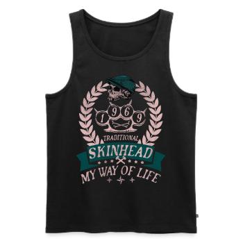 Oi Skinhead, Skinhead Girl, Punk - Männer Premium Bio Tank Top - Schwarz - Vorne - AI Model Male 178 light (178cm)